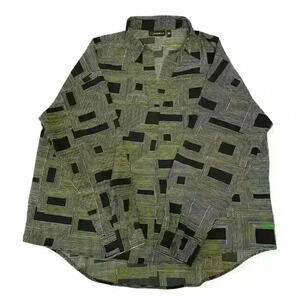 Rafaella Women's Black Geometric V-Neck Blouse Size L 3/4 Sleeve